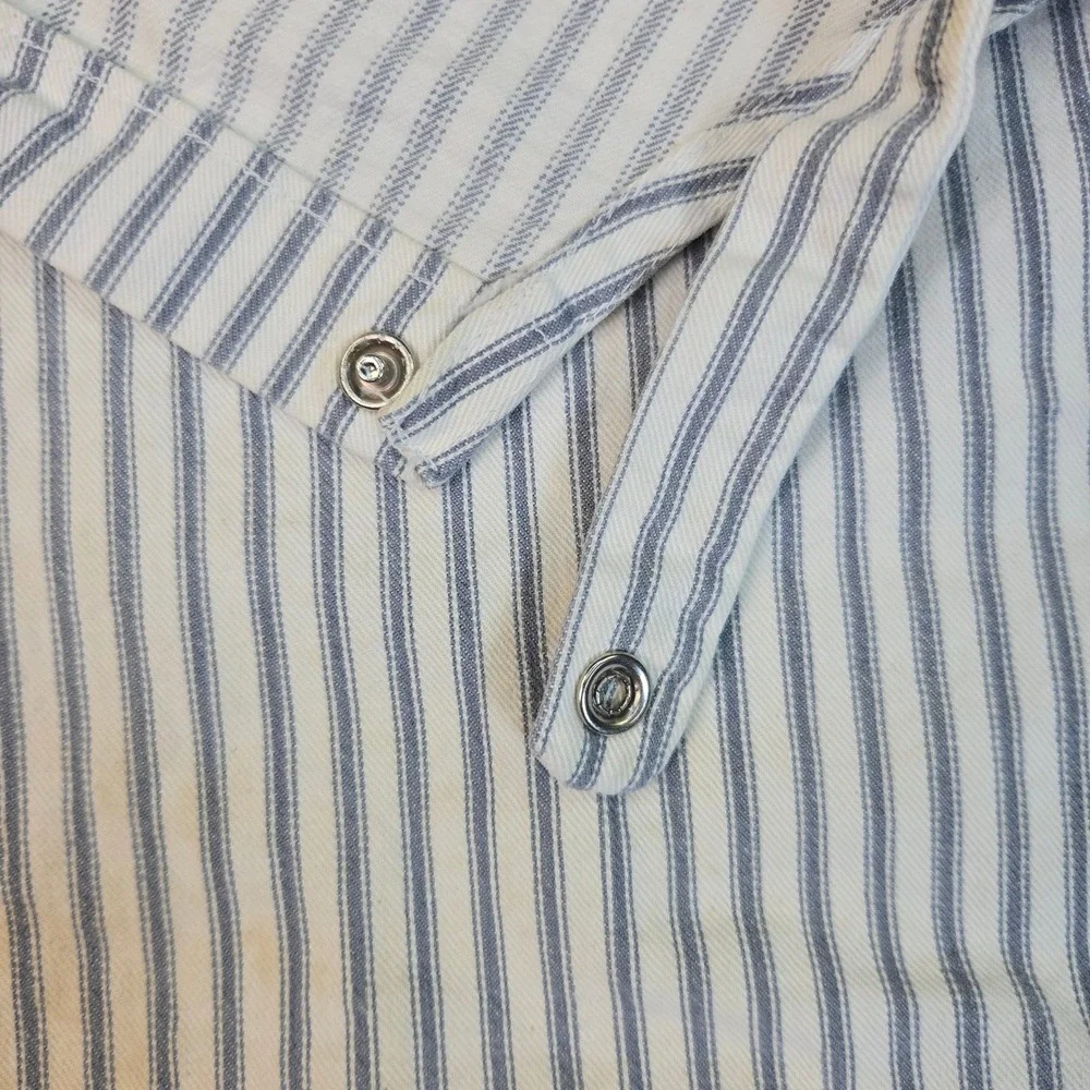 VTG Handmade Hickory Stripe Apron Applique Blue White‎ Utensils Cooking Pockets